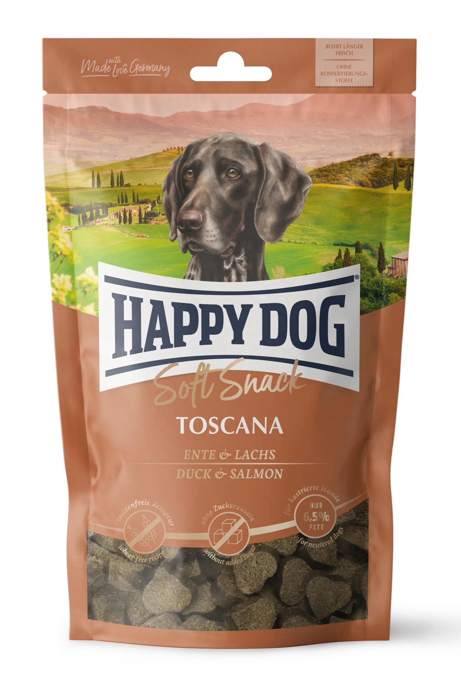 Happy Dog Soft Snack Toscana przysmak dla psów dorosłych kaczka i łosoś 100 g