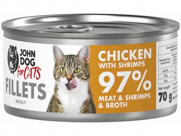 Karma dla kota JOHN DOG For Cats Kurczak z krewetkami filety 70 g