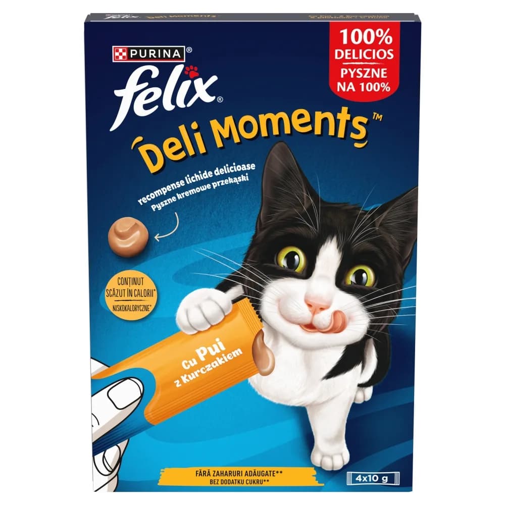 Felix Deli Moments Kremowe przekąski dla kotów z kurczakiem 4 × 10 g