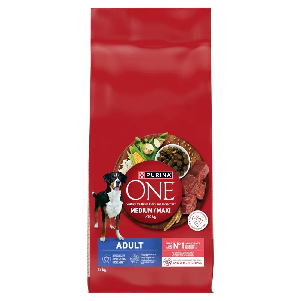 PURINA ONE Adult Medium/Maxi Karma dla dorosłych psów bogata w wołowinę z ryżem