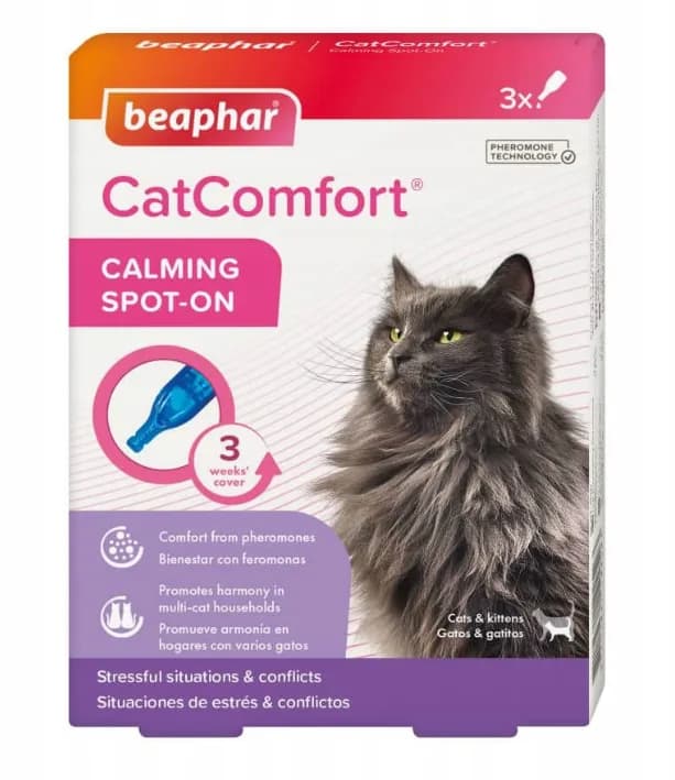 BEAPHAR CATCOMFORT CALMING SPOT-ON krople uspokajające z zawartością feromonów dla kotów