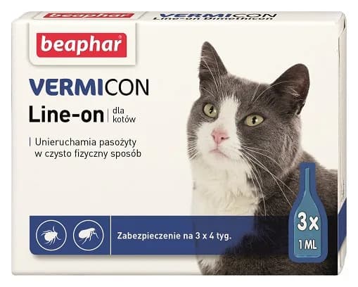 Beaphar Krople przeciwko pasożytom VERMIcon dla kotów 3 × 1 ml