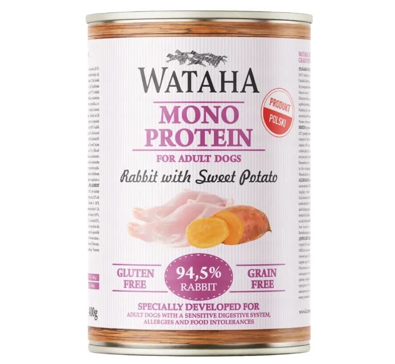 Wataha Mono Protein Adult Dog 94,5% Królik z Batatami - karma mokra z królikiem i batatami dla dorosłych psów 400 g