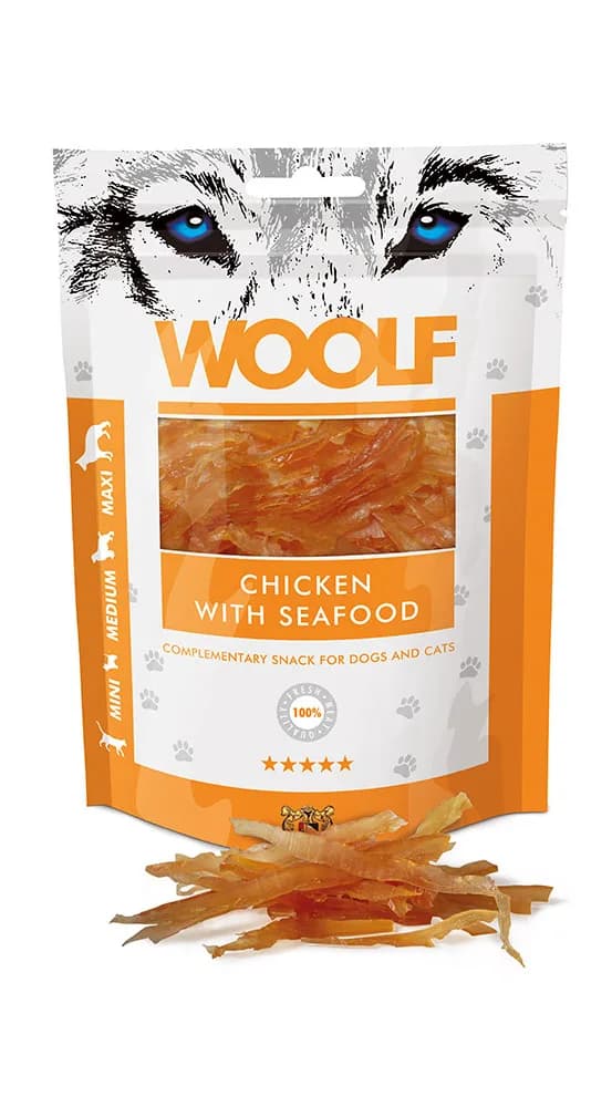 WOOLF CHICKEN SEAFOOD Przysmak dla Psa Kurczak z Owocami Morza 100 g