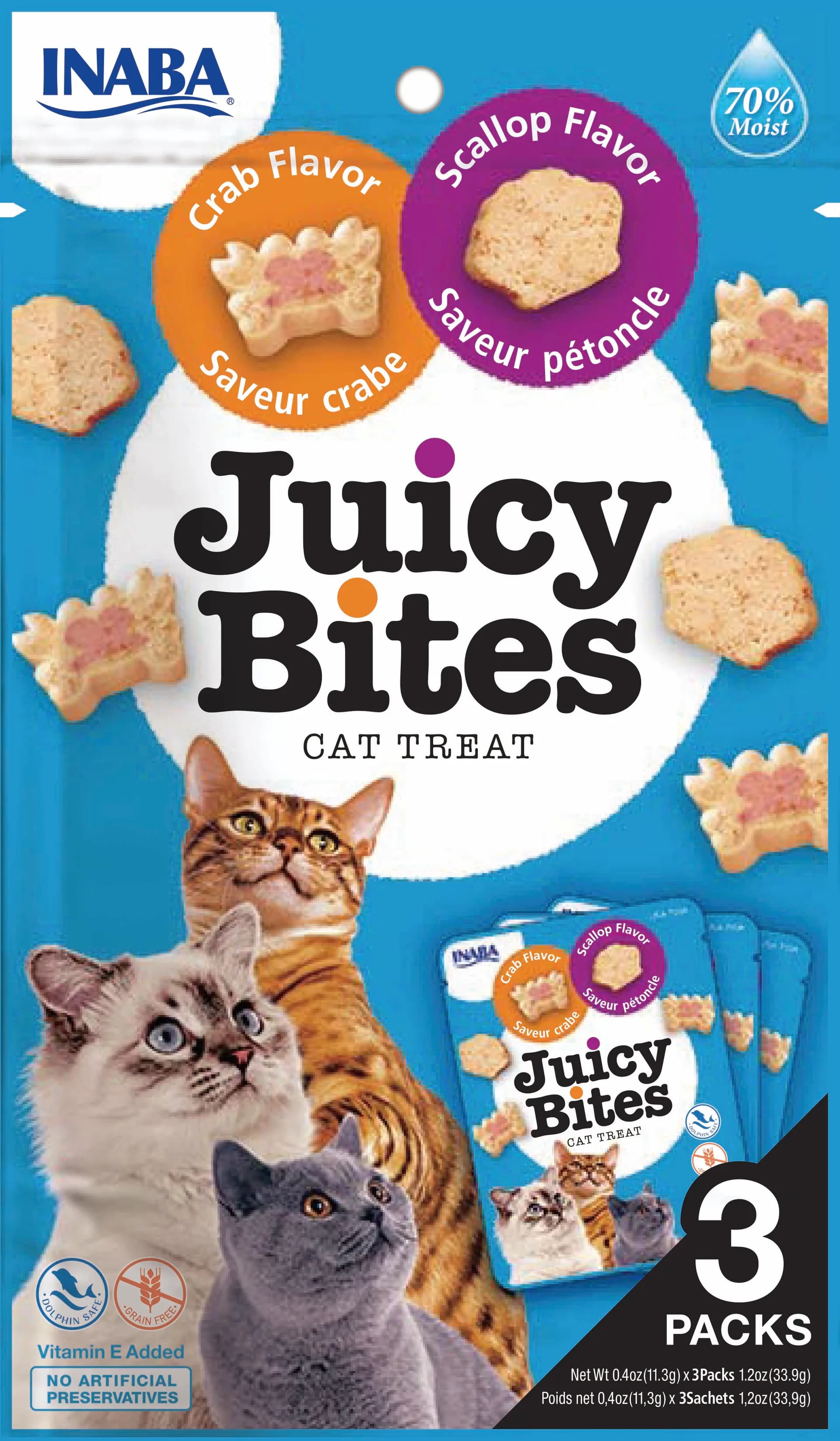 INABA CAT JUICY BITES SCALLOP/CRAB FLAVOUR 3 × 11,3 g