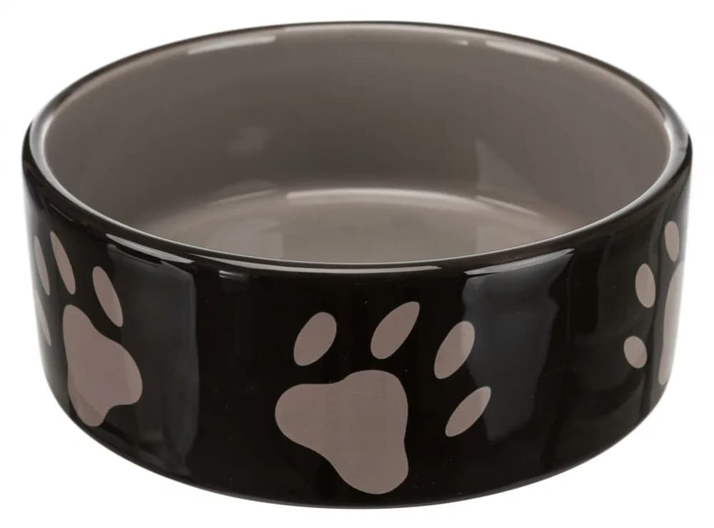 Trixie miska ceramiczna z motywem łap dla psa brązowa