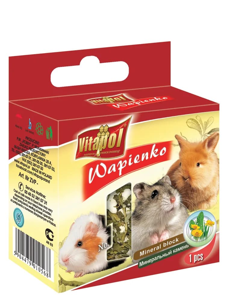 Vitapol Kostka wapienna roślinna dla gryzoni i królika - różne smaki Z mniszkiem lekarskim