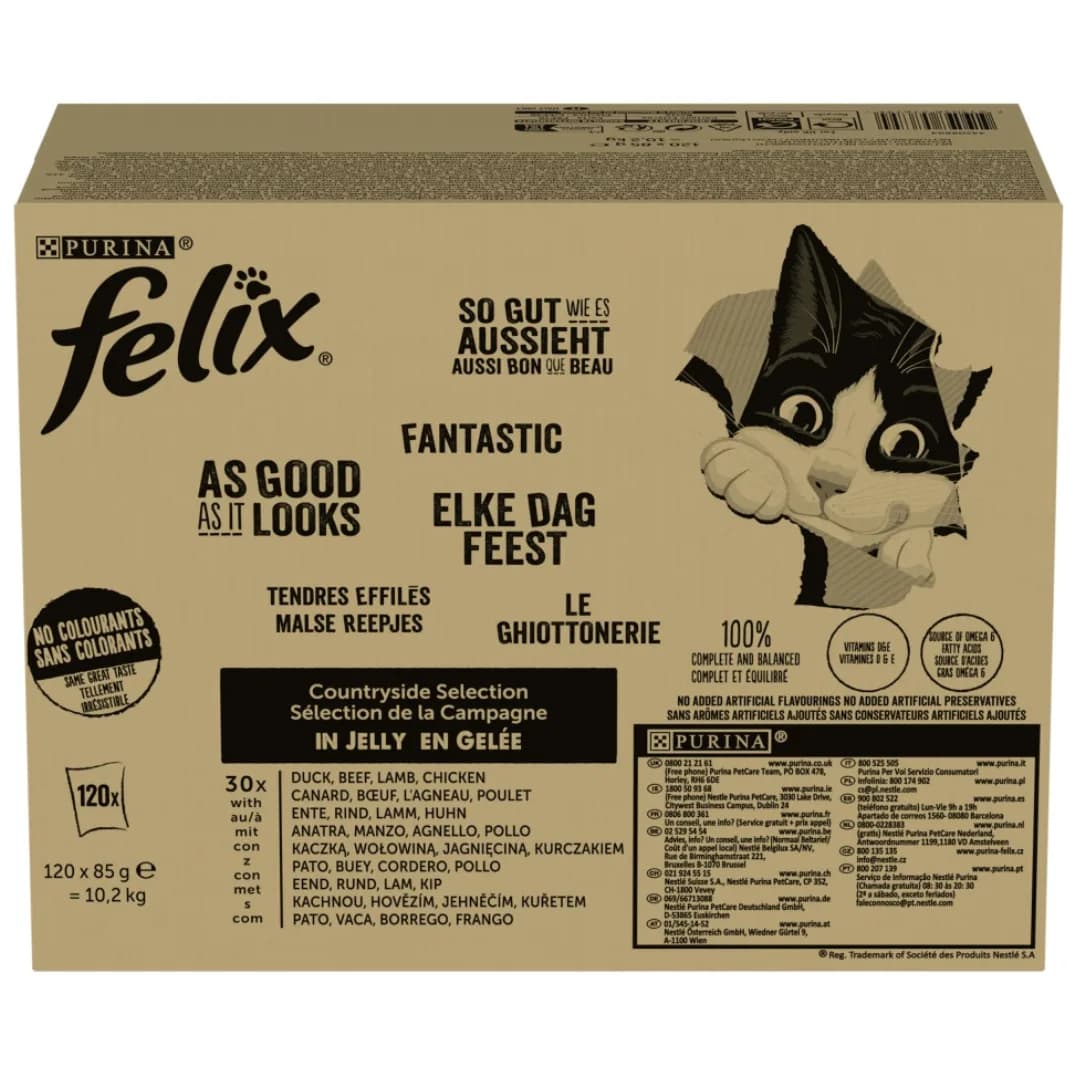 Felix Countryside Selection Karma dla dorosłych kotów w galaretce 120 × 85 g