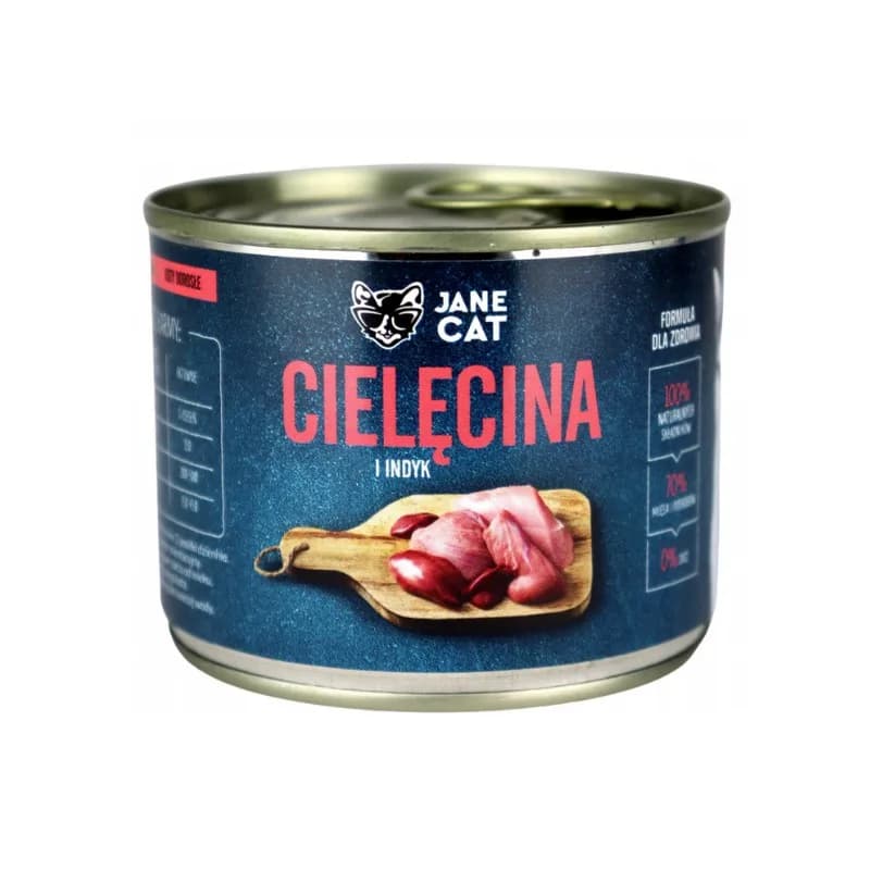 Jane Cat Premium karma mokra dla kota cielęcina i indyk