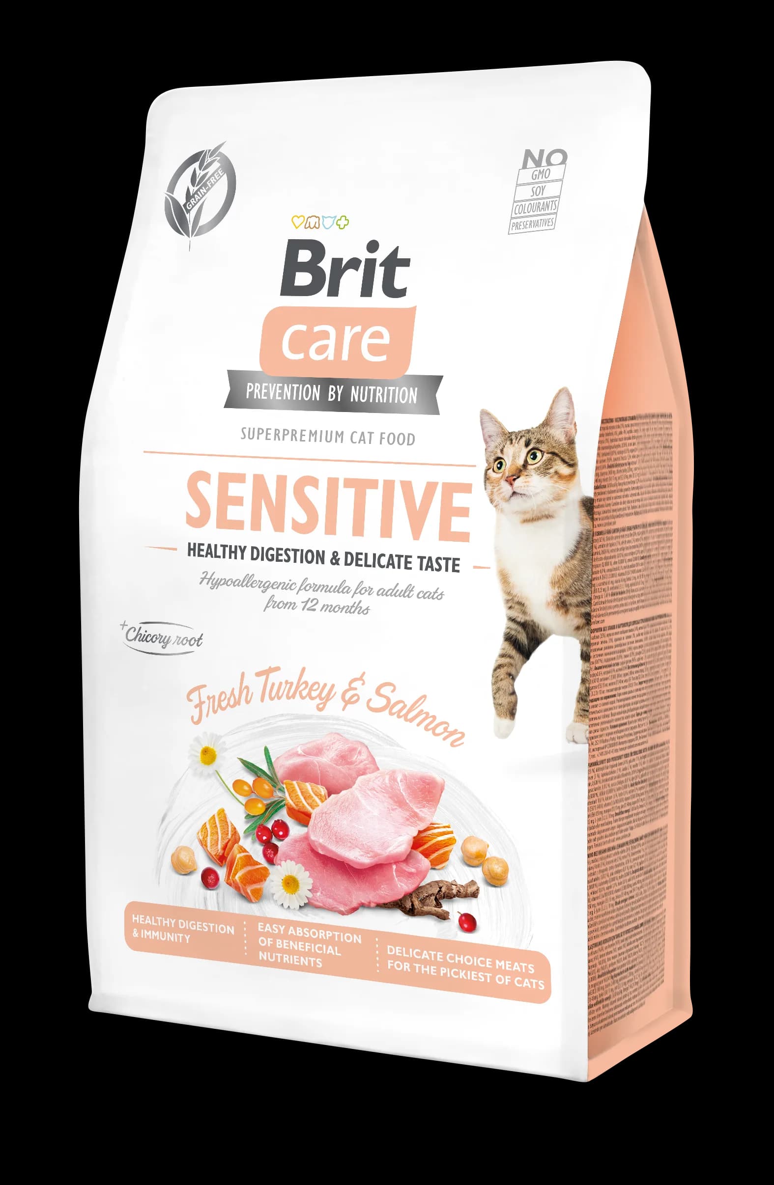 Brit Care Cat Grain Free Sensitive Digestion & Delicate Taste Fresh Turkey & Salmon sucha karma dla kota z indykiem