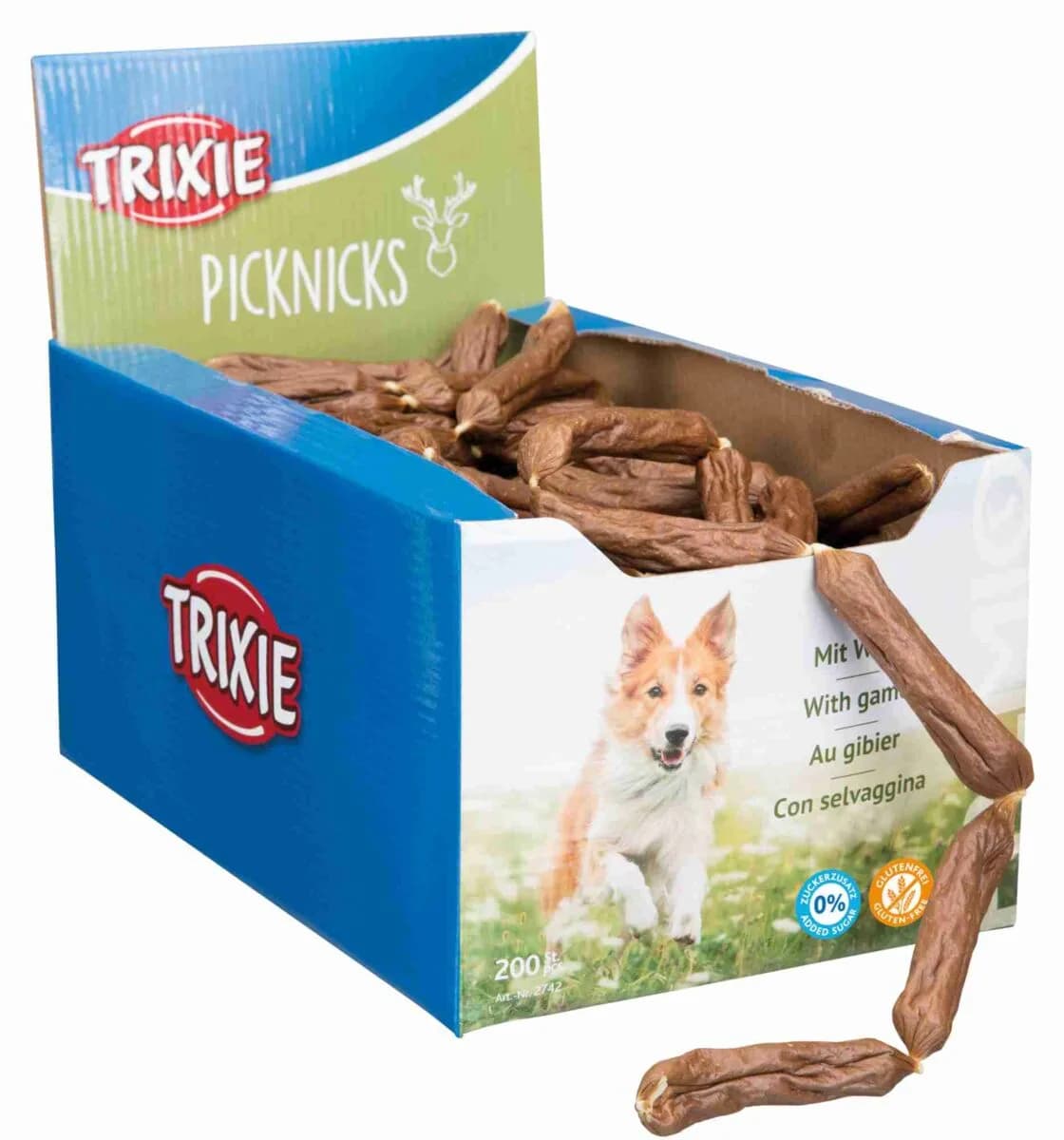 TRIXIE Kiełbaski z dziczyzną PREMIO 200 szt/op, 8 cm/szt, Dla PSA