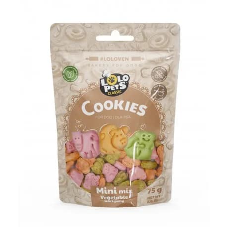Lolo Pets Ciastka dla psa mini mix zwierzątka warzywne 75 g